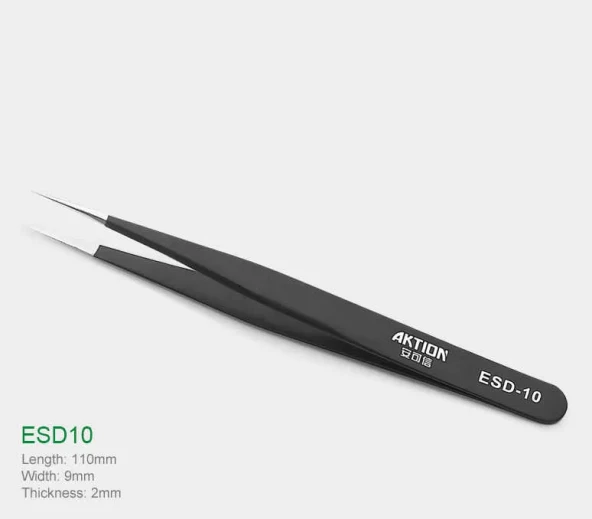Kingstar ESD-10 Antistatik Paslanmaz Çelik Cımbız – Siyah