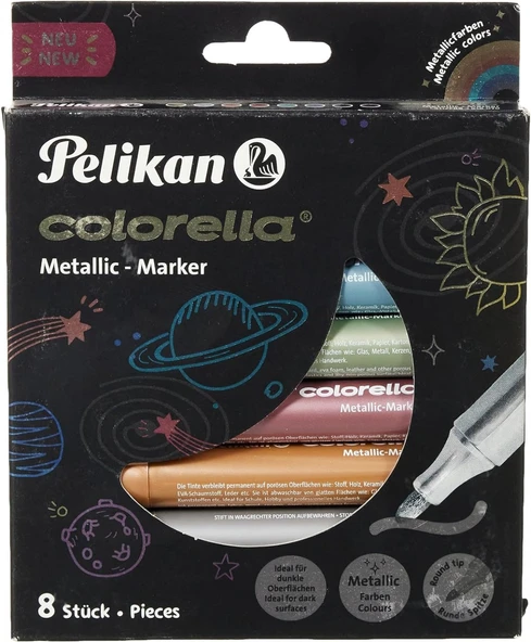 Pelikan Colorella 8'li Jumbo Metalik Keçeli Boya Kalemi / 411-FB8