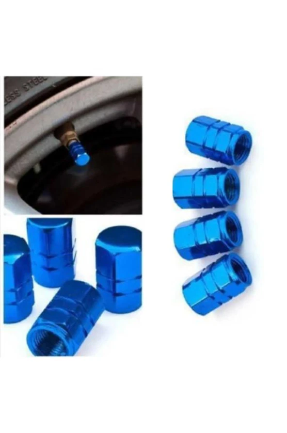 OTO MOTTO Oto Alüminyum Lastik Sibop Kapağı Mavi 4'lü - 2