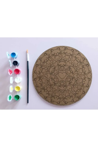 dudu ahşap AHŞAP MANDALA 20x20 cm DAİRE MDF üzerine UV baskı modeller- DESENLİ Mandala Set Boyama - 2