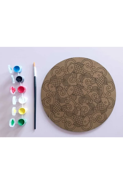 AHŞAP MANDALA 20x20 cm DAİRE MDF üzerine UV baskı modeller- DESENLİ Mandala Set Boyama - 2