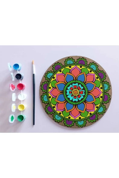 AHŞAP MANDALA 20x20 cm DAİRE MDF üzerine UV baskı modeller- DESENLİ Mandala Set Boyama