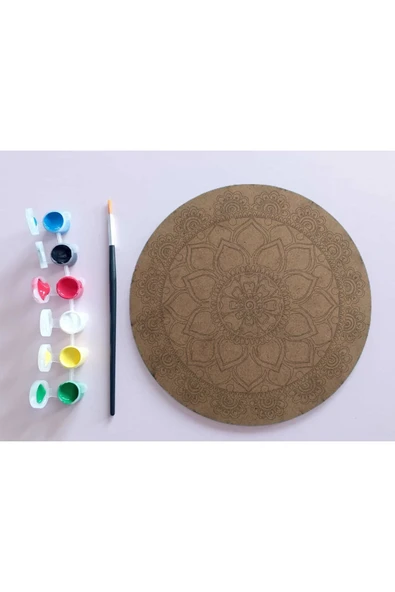 dudu ahşap AHŞAP MANDALA 20x20 cm DAİRE MDF üzerine UV baskı modeller- DESENLİ Mandala Set Boyama - 2