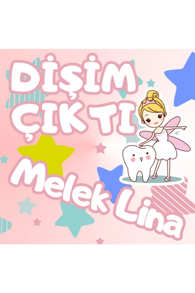 Dişim Çıktı Magnet 7,5x7,5 Cm Diş Perisi Kız Bebek Modeli 30'lu Paket