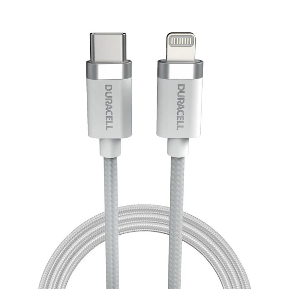 Duracell 1m Lightning to USB-C Örgülü Şarj Kablosu - Beyaz - 2