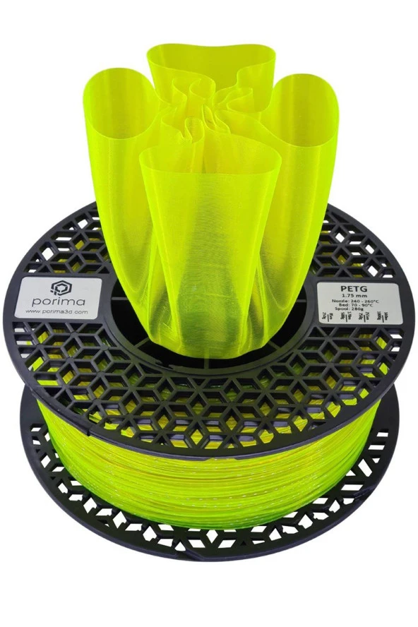 Porima  PETG TRANSPARAN 1.75mm Neon Sarı Filament 1 Kg