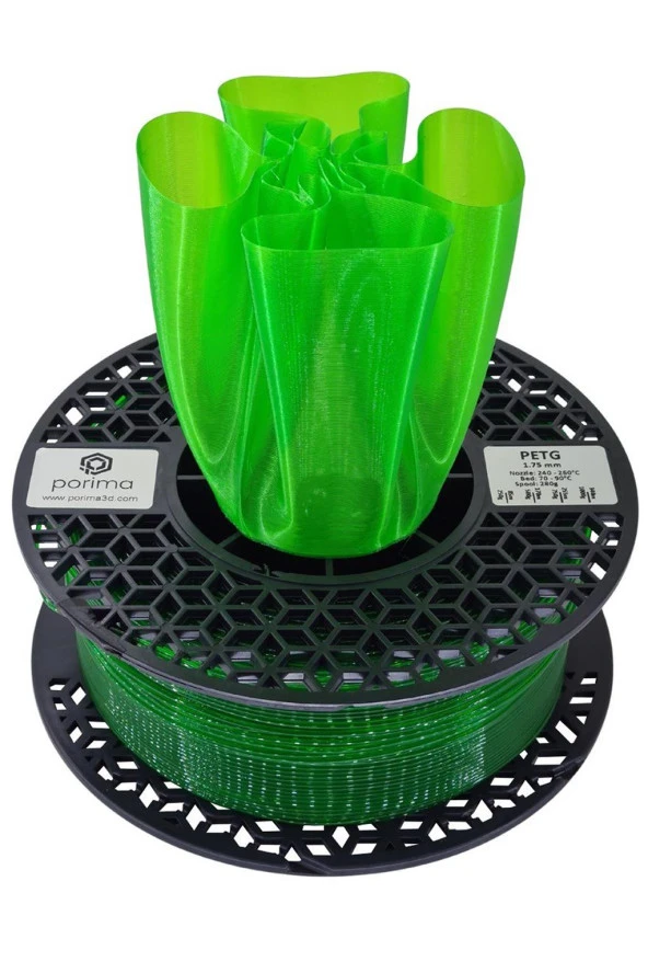Porima  PETG TRANSPARAN 1.75mm Neon Yeşil Filament 1 Kg