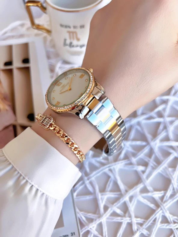 Ferro Gold/Gümüş Renk Kararmaz Renk Atmaz 3 Atm  Özel Tasarım Kadın Kol Saati EFL21286D - 3