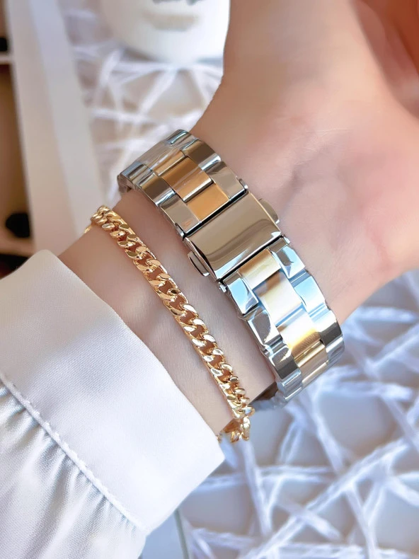 Ferro Gold/Gümüş Renk Kararmaz Renk Atmaz 3 Atm Özel Tasarım Kadın Kol Saati EFL21286D - 4