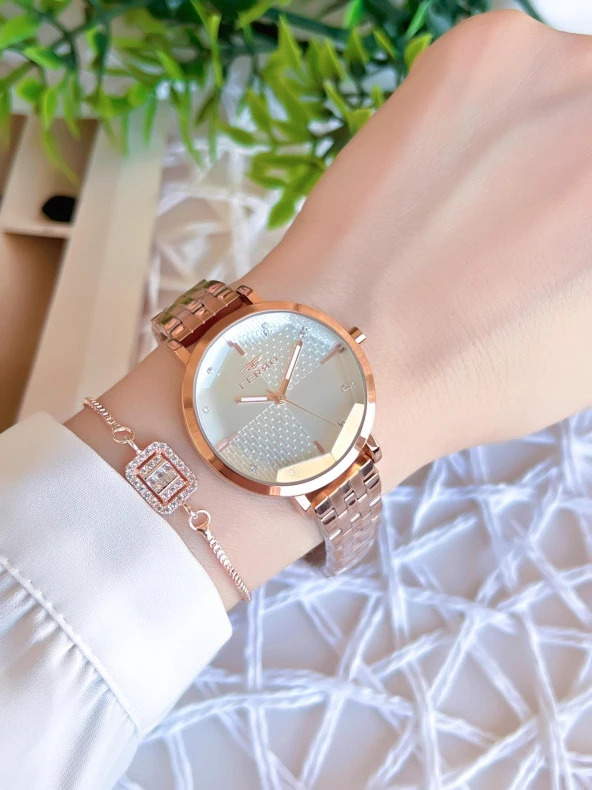 Ferro Rose/Gold Renk Kararmaz Renk Atmaz 3 Atm  Özel Tasarım Kadın Kol Saati EFL21252C - Resim 2