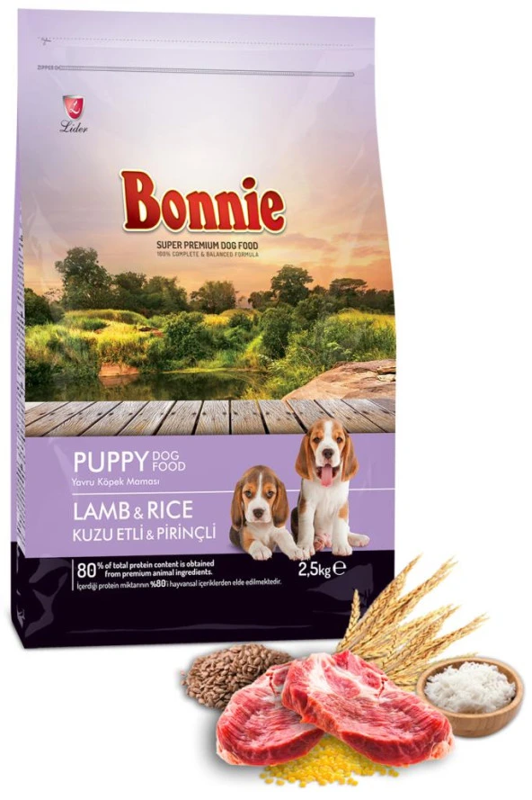 Bonnie Kuzu Etli Pirinçli Yavru Köpek Maması 2.5 kg