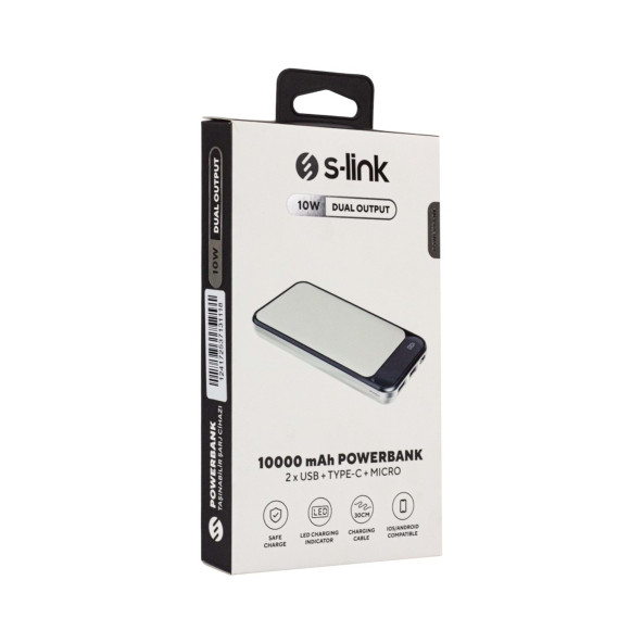 S-Link IP-G2710 10.000mAh Powerbank Taşınabilir Şarj Aleti 2xUsb + Type-c + Micro Usb