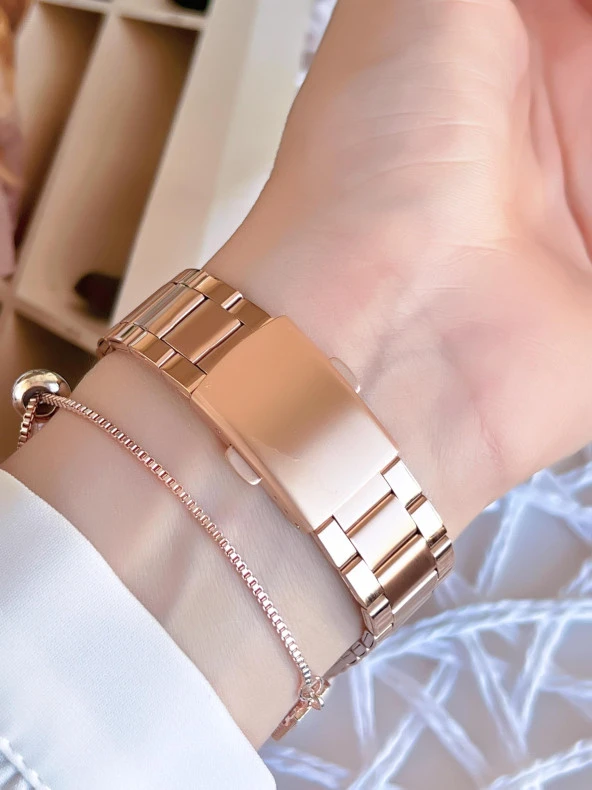 Ferro Rose/Gold Renk Kararmaz Renk Atmaz 3 Atm  Özel Tasarım Kadın Kol Saati EFL21929C - Resim 3