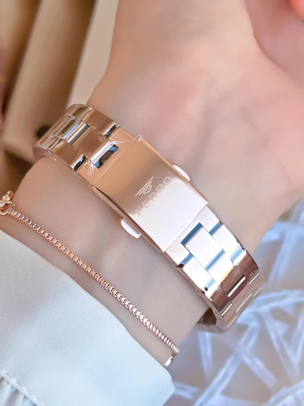 Ferro Rose/Gold Renk Kararmaz Renk Atmaz 3 Atm  Özel Tasarım Kadın Kol Saati EFL21297C - Resim 3
