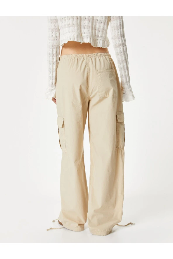 Oversize Kargo Pantolon Düşük Bel Beli Lastikli Stoperli Cepli - Resim 10