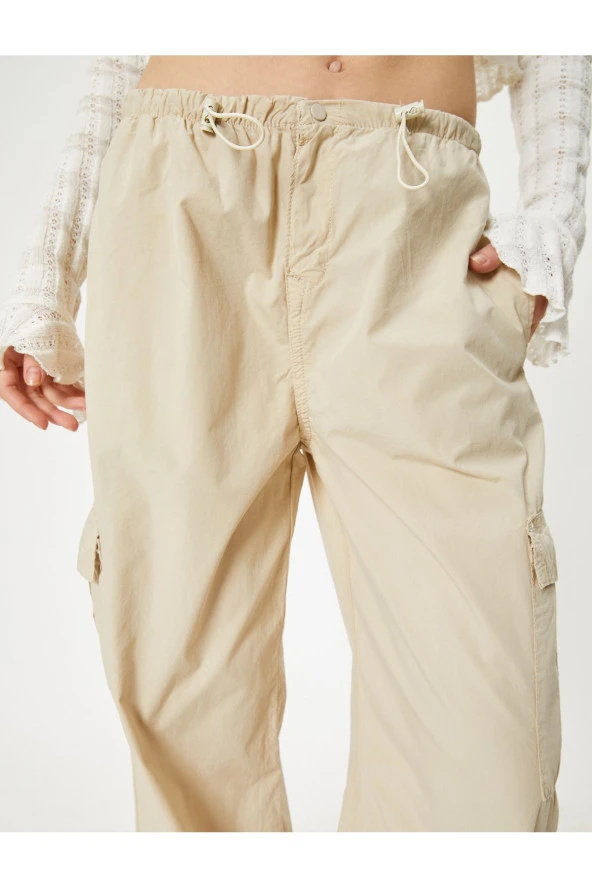 Oversize Kargo Pantolon Düşük Bel Beli Lastikli Stoperli Cepli - Resim 11