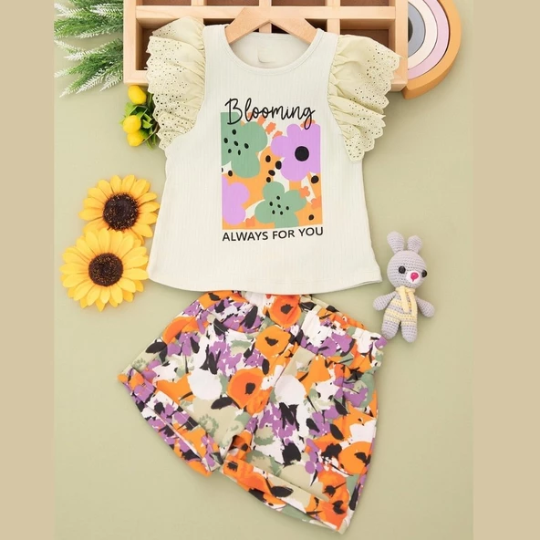 NAZAR VUAL DOKUMA ŞORTLU KIZ ÇOCUK TAKIM - Resim 4