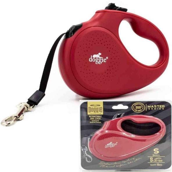 Doggie Otomatik Uzatma Tasması Master  Small - 15 Kg 5 Mt Kırmızı