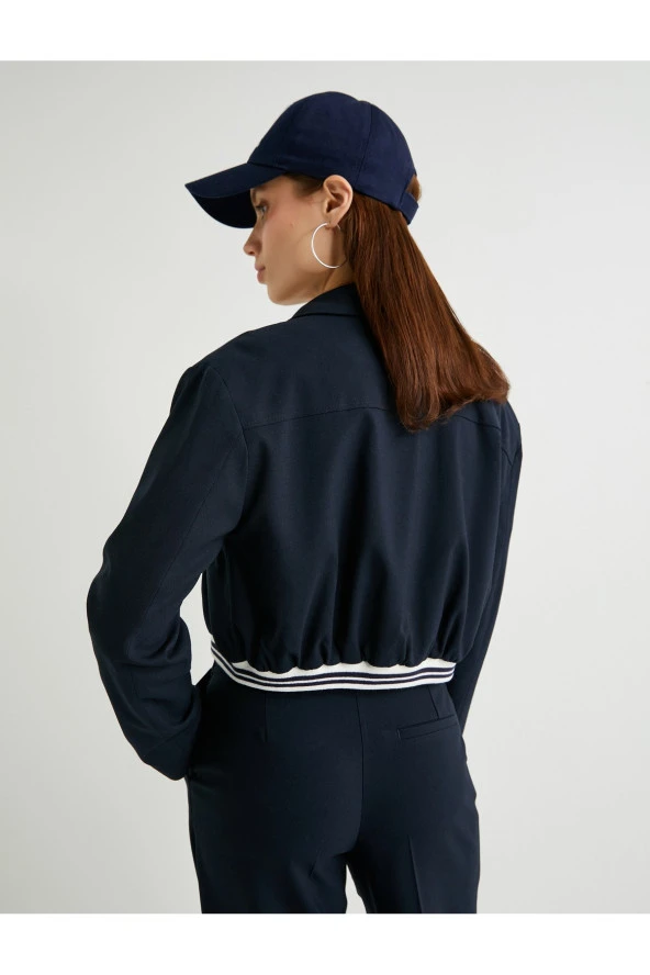 Bomber Ceket Fermuarlı Ribanalı Cepli - 4