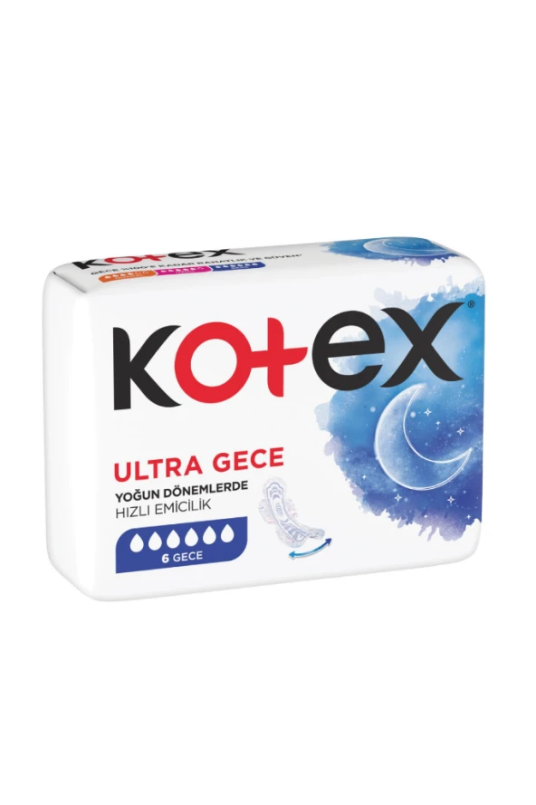 Kotex Ultra Gece 6'lı Paket Hijyenik Ped Yoğun Dönemlerde Hızlı Emicilik