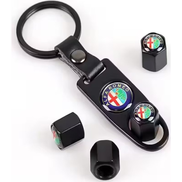 ALFA ROMEO METAL ANAHTARLIK VE 4 ADET METAL SİBOP KAPAK TAKIM ürün görseli