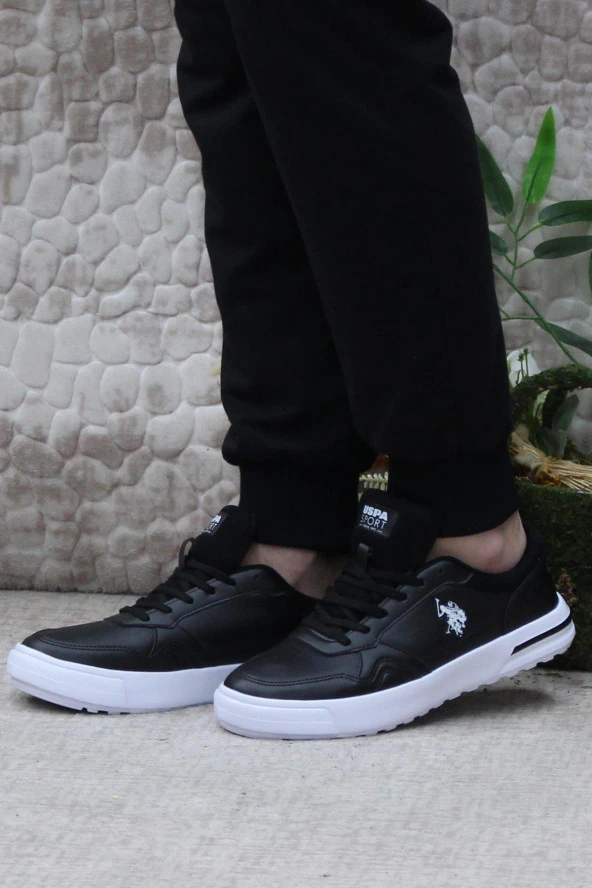 U.S. Polo Assn. Sampo 4FX Siyah Beyaz Orijinal Ürün Sneaker Spor Ayakkabı - Resim 3