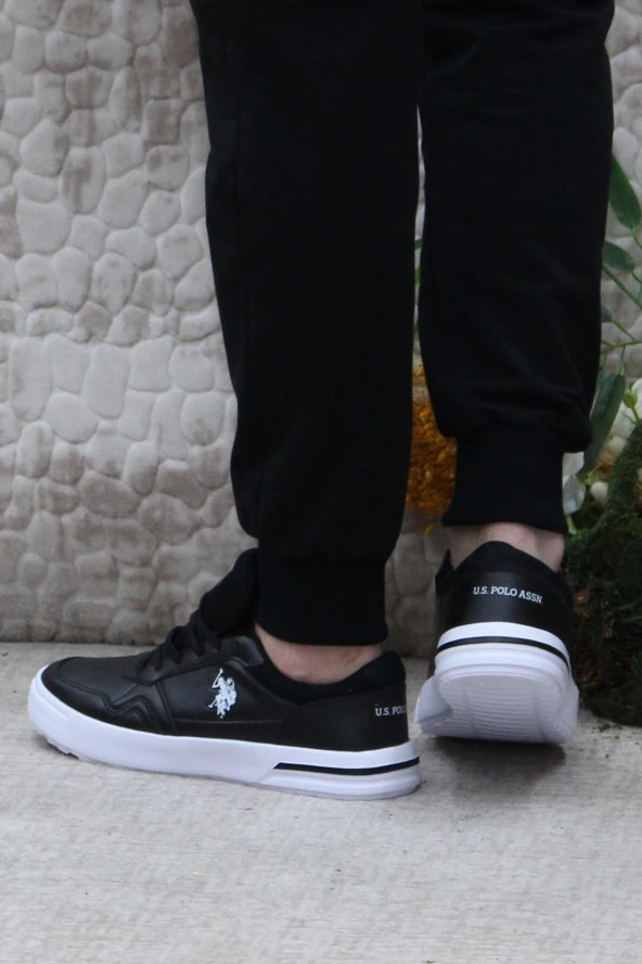 U.S. Polo Assn. Sampo 4FX Siyah Beyaz Orijinal Ürün Sneaker Spor Ayakkabı - Resim 4