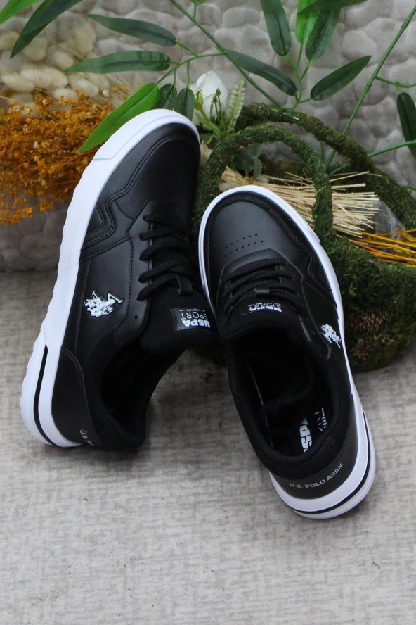 U.S. Polo Assn. Sampo 4FX Siyah Beyaz Orijinal Ürün Sneaker Spor Ayakkabı - Resim 6