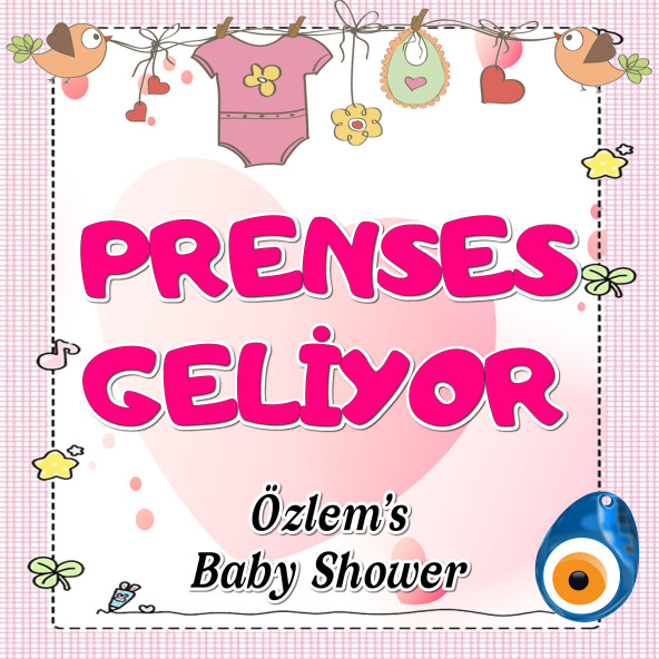 30'lu Paket Baby Shower Kız Bebek Prenses Geliyor Bebek Magnet 7.5x7.5 Cm Kare Magnetli Pembe Renk