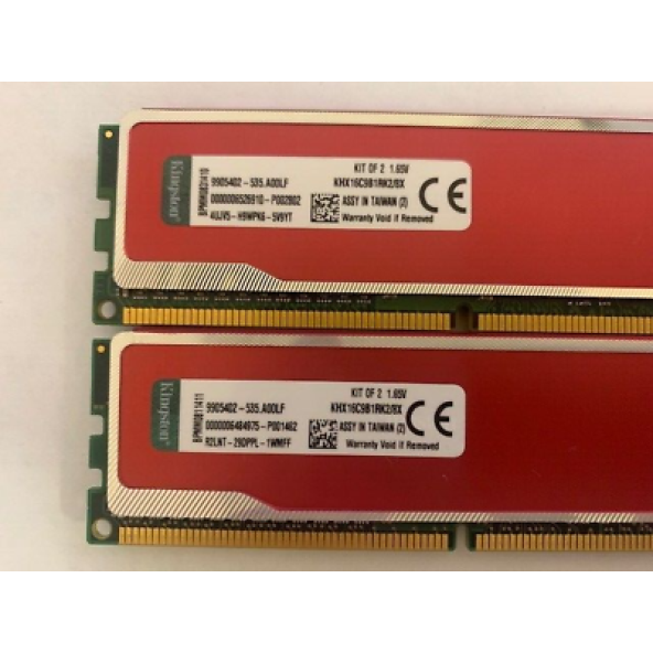 KINGSTON HYPERX RED 8GB (2X4GB) DDR3-1600MHz PC3-12800 1.65V KHX16C9B1RK2/8X MASAÜSTÜ RAM BELLEK