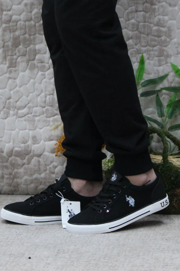 U.S. Polo Assn. Teo Tex Siyah Orijinal Ürün Sneaker Keten Erkek Ayakkabı - Resim 3