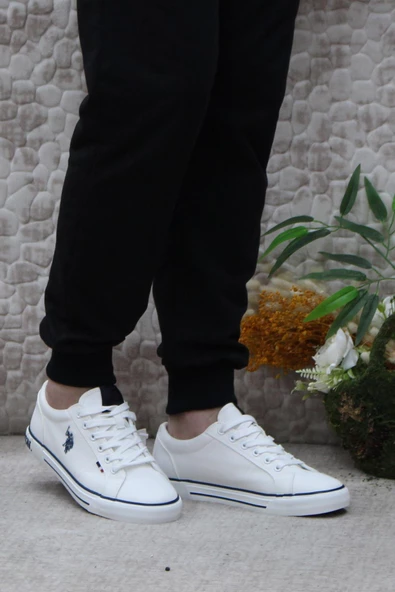 U.S. Polo Assn. Teo Tex Beyaz Orijinal Ürün Sneaker Keten Erkek Ayakkabı - Resim 2