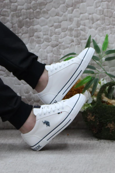 U.S. Polo Assn. Teo Tex Beyaz Orijinal Ürün Sneaker Keten Erkek Ayakkabı - Resim 5