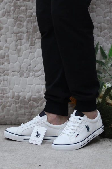 U.S. Polo Assn. Teo Tex Beyaz Orijinal Ürün Sneaker Keten Erkek Ayakkabı - Resim 3