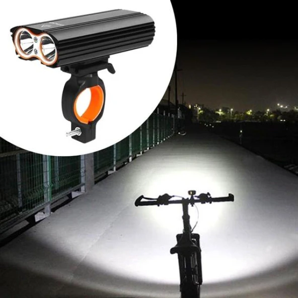 Şarj Göstergeli Uzun Menzil Su Geçirmez LED Bisiklet Feneri 1600 Lumen (2818)