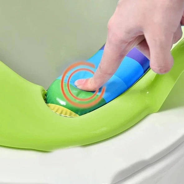 Kurbağa Model Çocuk-Bebek Yanlardan Tutmalı Yumuşak Süngerli Klozet Kapağı Adaptörü Mavi - 6