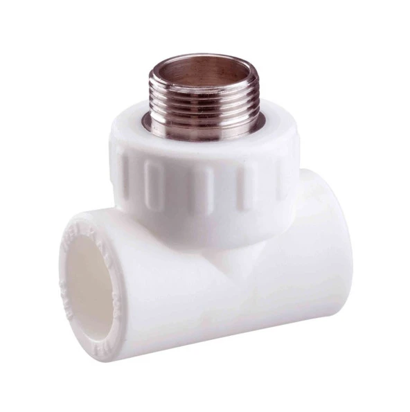 Pvc Boru PPRC Dış Dişli Te 20x1/2'' 10 Adet ürün görseli 1