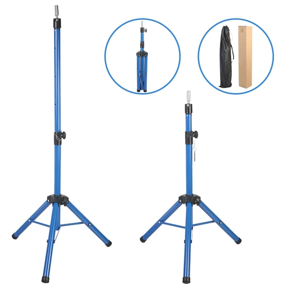 Kuaför Eğitim Mankeni İçin Metal Tripod - Mavi + Taşıma Çantası - 5