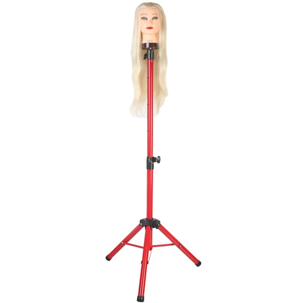 Kuaför Eğitim Mankeni İçin Metal Tripod - Kırmızı + Taşıma Çantası - 2