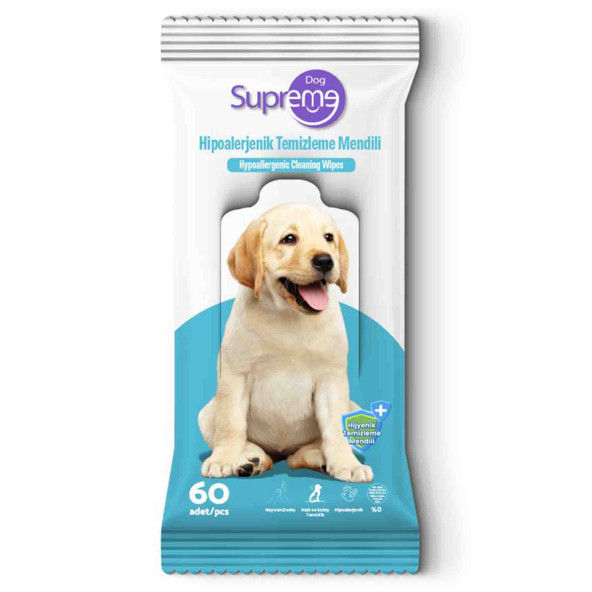 Supreme hipoalerjenik temizleme mendili 2x60adet evcil hayvan kedi köpek temizleme ıslak mendili - Resim 2