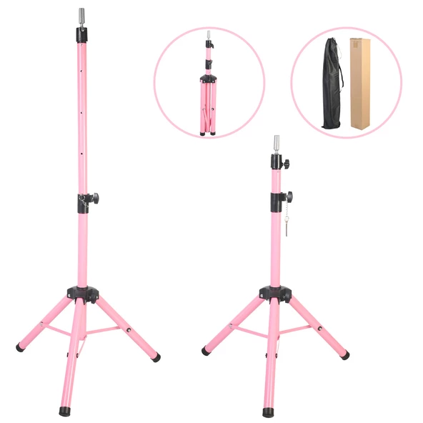 Kuaför Eğitim Mankeni İçin Metal Tripod - Pembe + Taşıma Çantası - 5