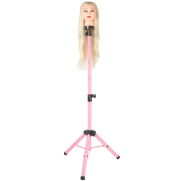 Kuaför Eğitim Mankeni İçin Metal Tripod - Pembe + Taşıma Çantası - 4