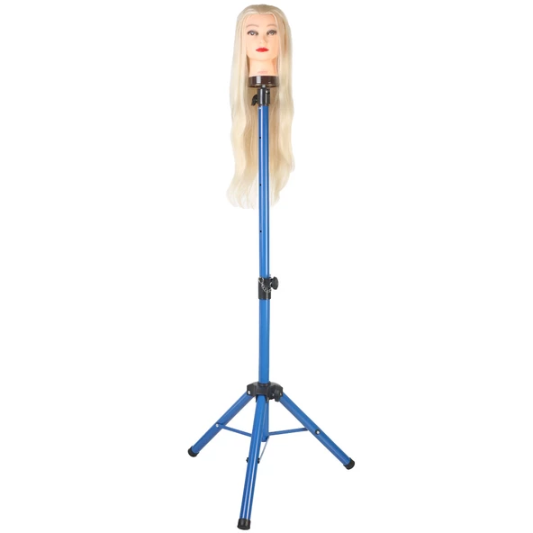 Kuaför Eğitim Mankeni İçin Metal Tripod - Mavi + Taşıma Çantası - 4