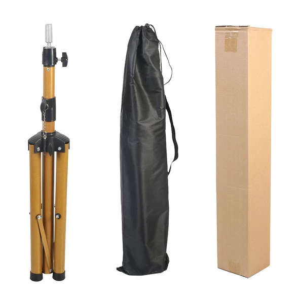 Kuaför Eğitim Mankeni İçin Metal Tripod - Simli Gold + Taşıma Çantası - 5
