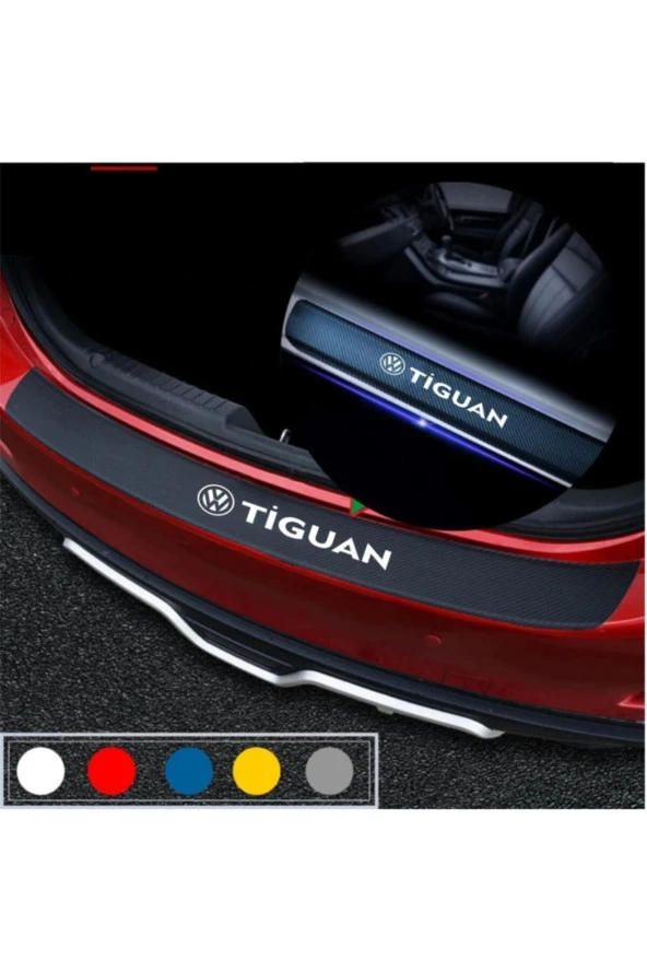 Volkswagen Tiguan İçin Uyumlu Aksesuar Oto Bagaj Ve Kapı Eşiği Sticker Seti Karbon