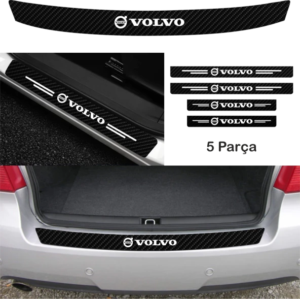 Volvo S40 İçin Uyumlu Aksesuar Oto Bağaj Ve Kapı Eşiği Sticker Set Karbon