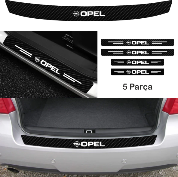 Opel Crossland İçin Uyumlu Aksesuar Oto Bağaj Ve Kapı Eşiği Sticker Set Karbon