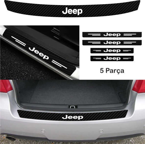 Jeep Cj İçin Uyumlu Aksesuar Oto Bağaj Ve Kapı Eşiği Sticker Set Karbon