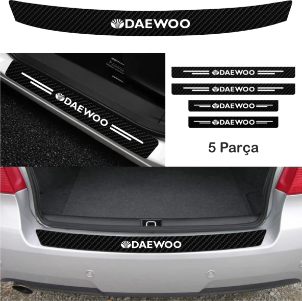 Daewoo Lanos İçin Uyumlu Aksesuar Oto Bağaj Ve Kapı Eşiği Sticker Set Karbon