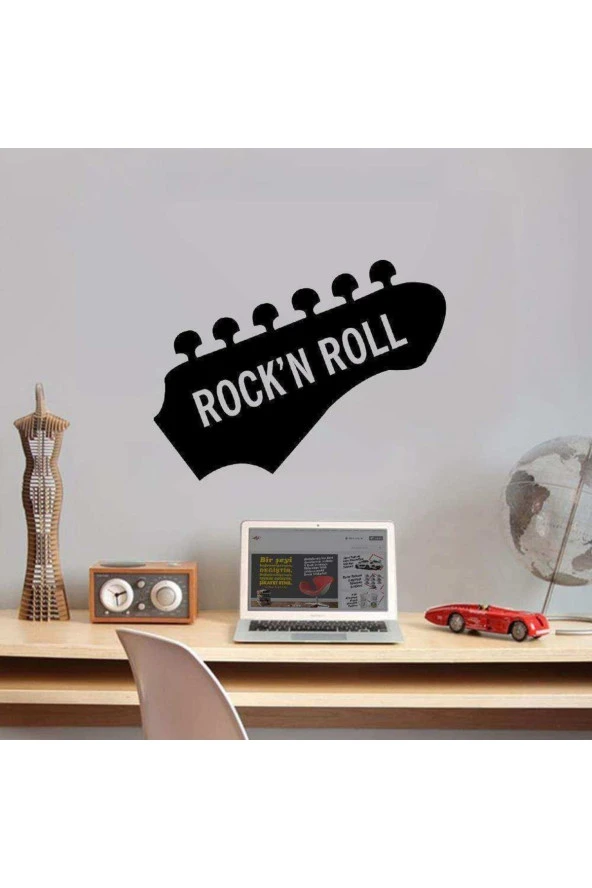 Rock'n Roll Music Dekoratif Genç Odası Duvar Sticker, Çıkartma Siyah